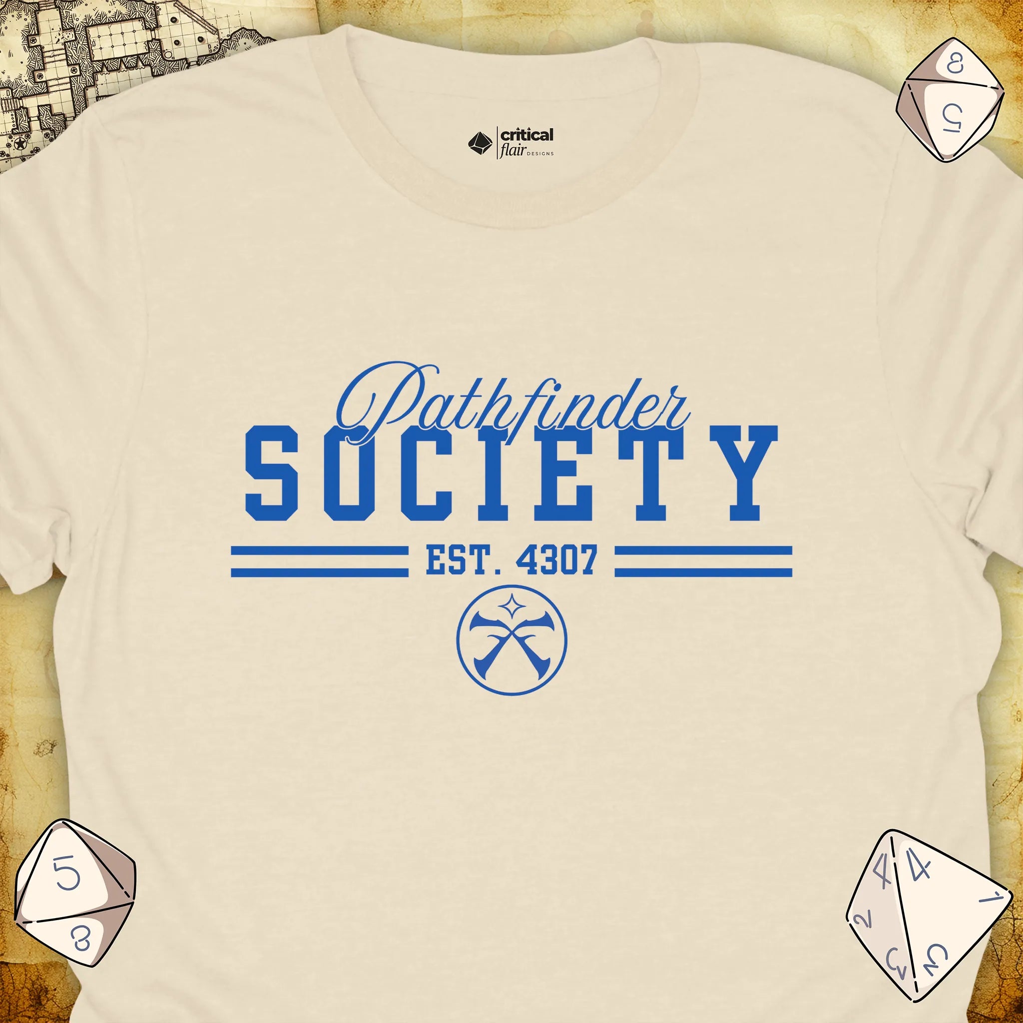 Critical Flair Pathfinder Society v2 T-Shirt Natural / S - Dungeons and Dragons and tabletop RPG gaming apparel