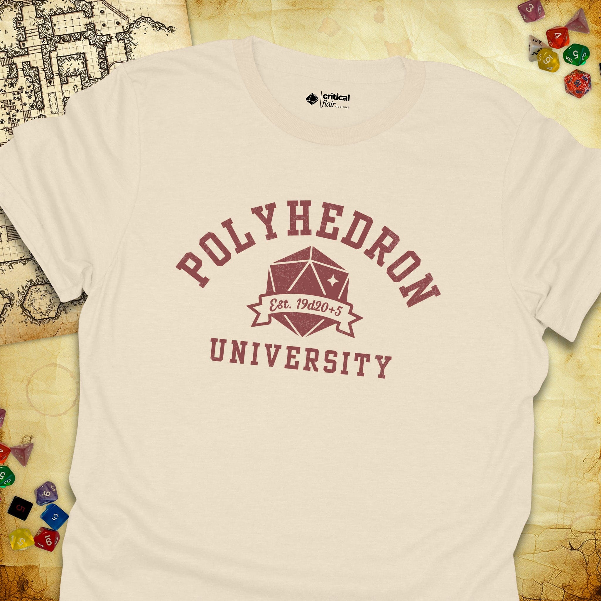 Critical Flair Polyhedron U T-Shirt Natural / S - Dungeons and Dragons and tabletop RPG gaming apparel