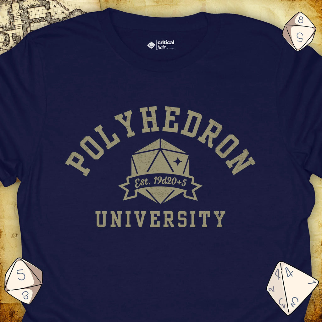 Critical Flair Polyhedron U T-Shirt Navy / S - Dungeons and Dragons and tabletop RPG gaming apparel