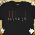 Critical Flair Rainbow Dice T-Shirt Black / S - Dungeons and Dragons and tabletop RPG gaming apparel