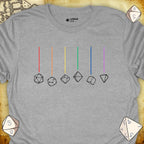 Critical Flair Rainbow Dice T-Shirt Sport Grey / S - Dungeons and Dragons and tabletop RPG gaming apparel