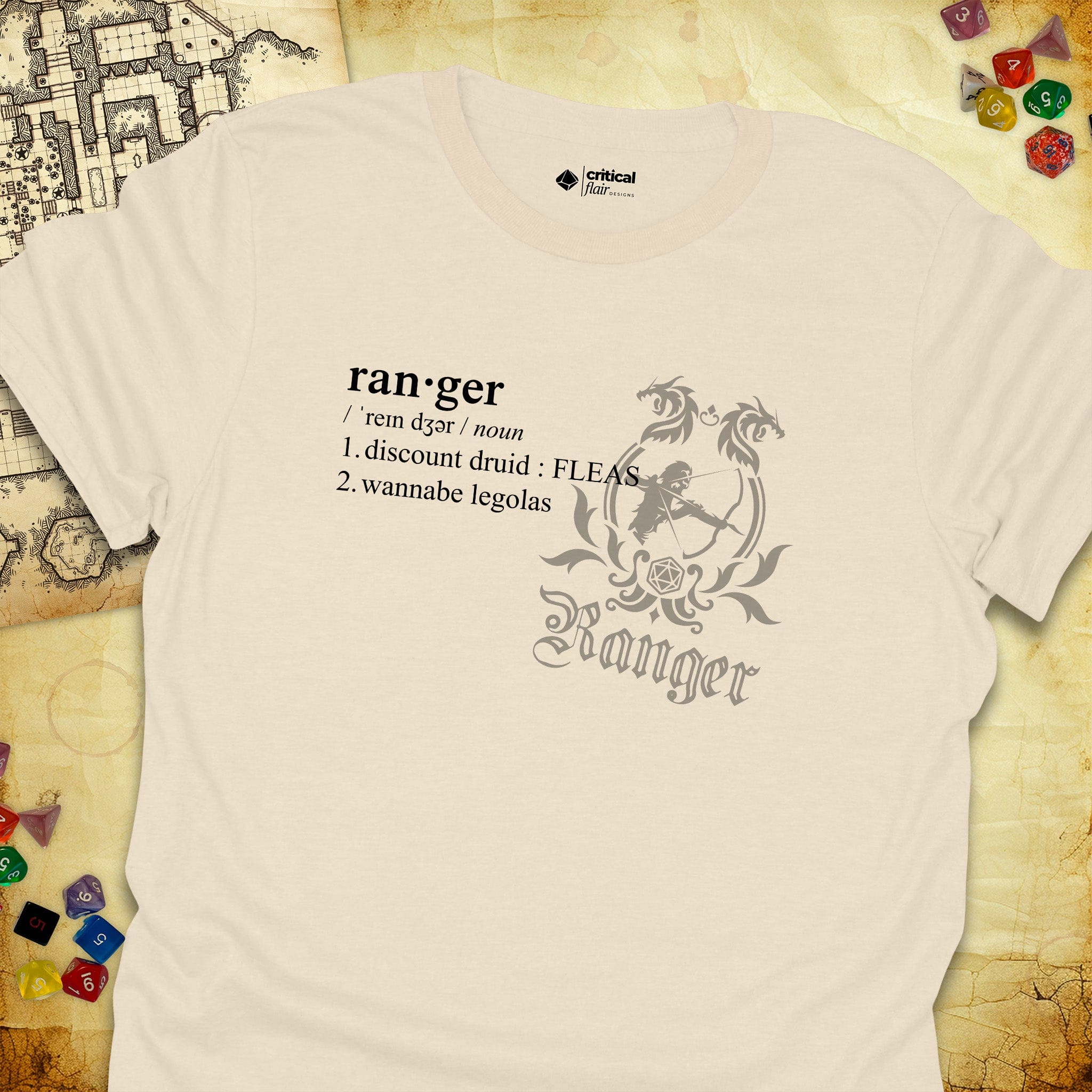 Critical Flair Ranger Definition T-Shirt Natural / S - Dungeons and Dragons and tabletop RPG gaming apparel