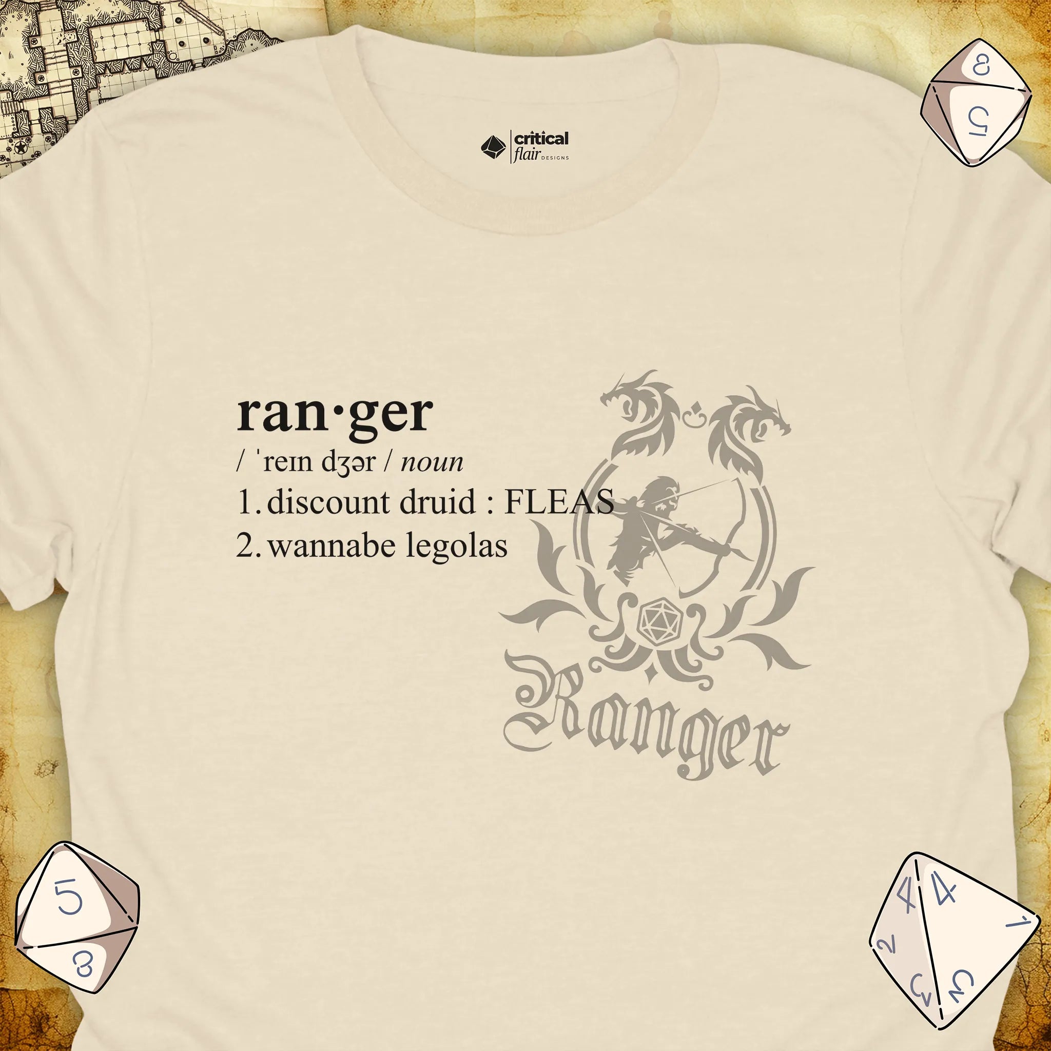Critical Flair Ranger Definition T-Shirt Natural / S - Dungeons and Dragons and tabletop RPG gaming apparel