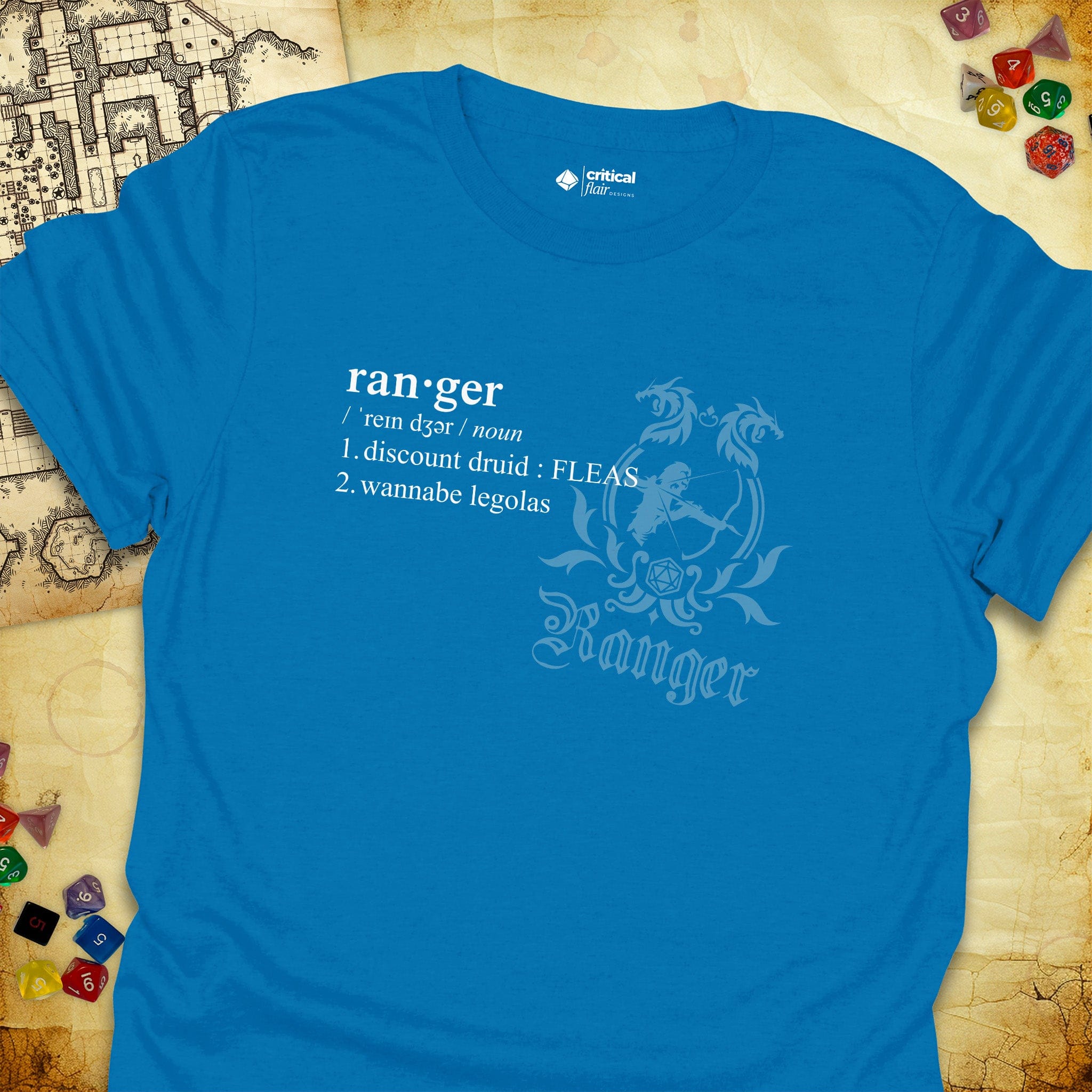 Critical Flair Ranger Definition T-Shirt Sapphire / S - Dungeons and Dragons and tabletop RPG gaming apparel