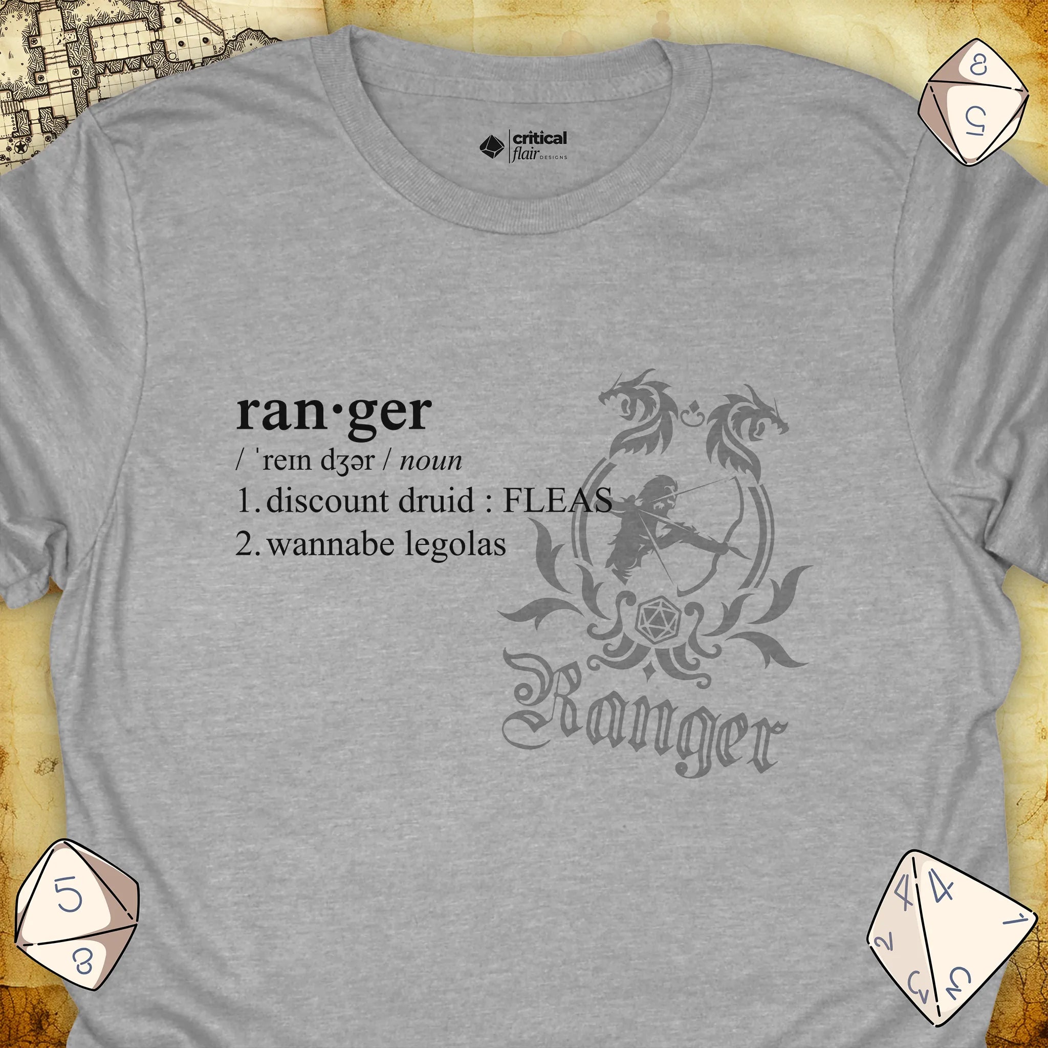 Critical Flair Ranger Definition T-Shirt Sport Grey / S - Dungeons and Dragons and tabletop RPG gaming apparel