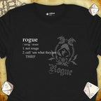 Critical Flair Rogue Definition T-Shirt Black / S - Dungeons and Dragons and tabletop RPG gaming apparel