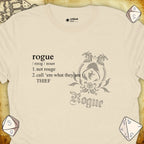 Critical Flair Rogue Definition T-Shirt Natural / S - Dungeons and Dragons and tabletop RPG gaming apparel