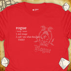 Critical Flair Rogue Definition T-Shirt Red / S - Dungeons and Dragons and tabletop RPG gaming apparel
