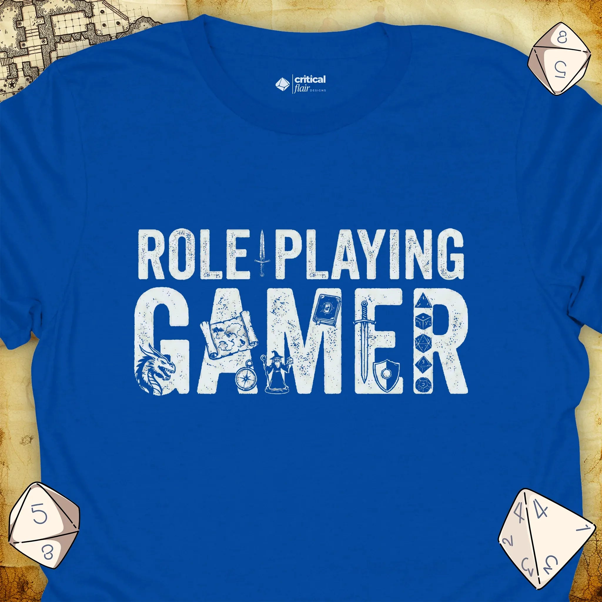 Critical Flair Role-Playing Gamer T-Shirt Royal / S - Dungeons and Dragons and tabletop RPG gaming apparel
