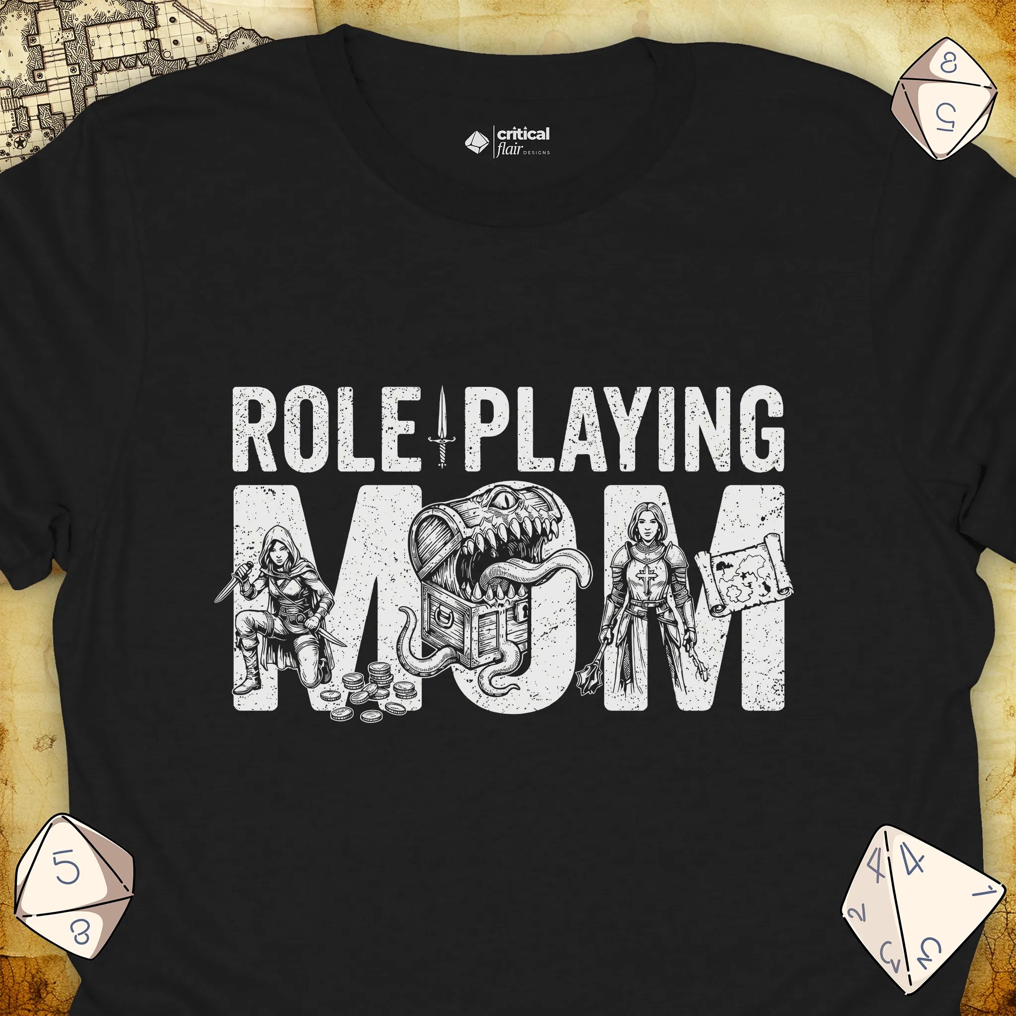 Critical Flair Role-Playing Mom T-Shirt Black / S - Dungeons and Dragons and tabletop RPG gaming apparel