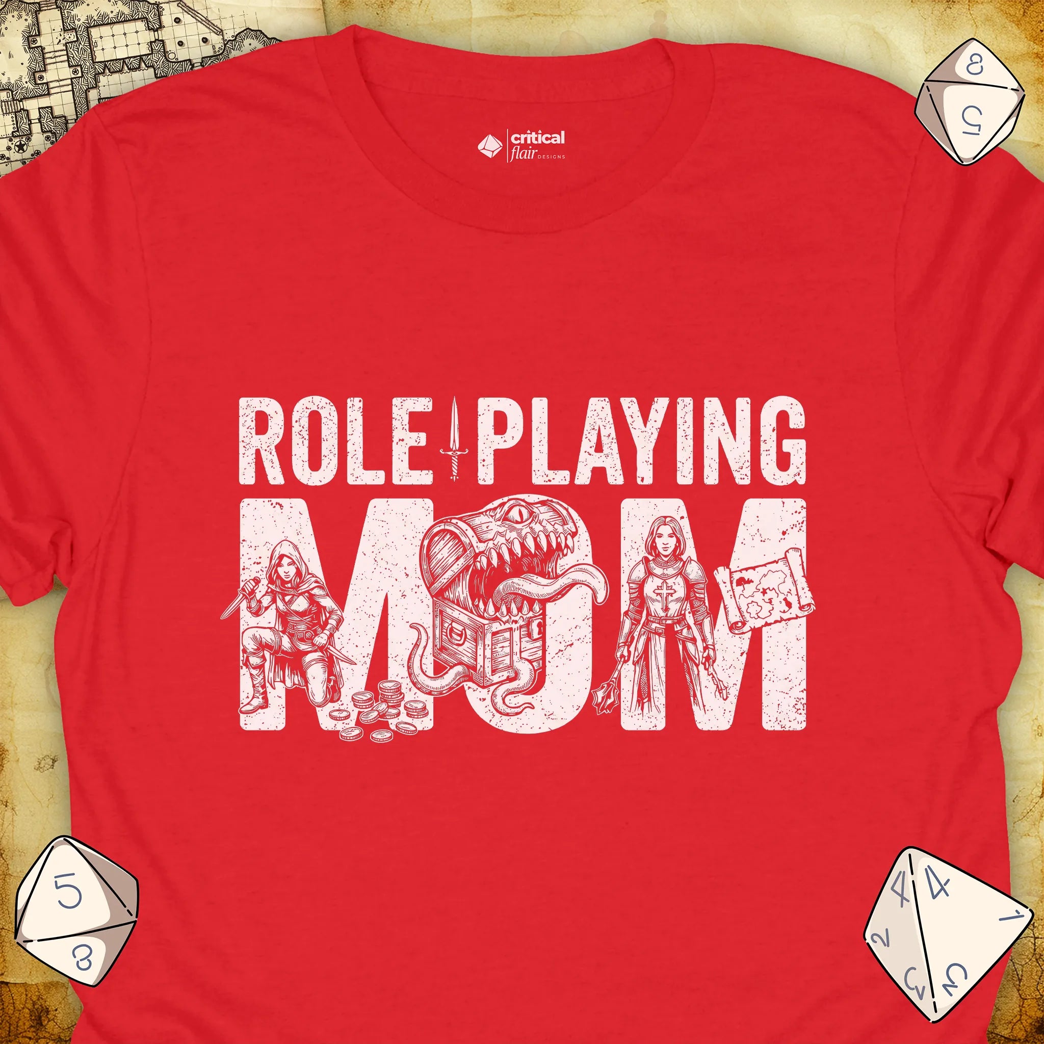 Critical Flair Role-Playing Mom T-Shirt Red / S - Dungeons and Dragons and tabletop RPG gaming apparel