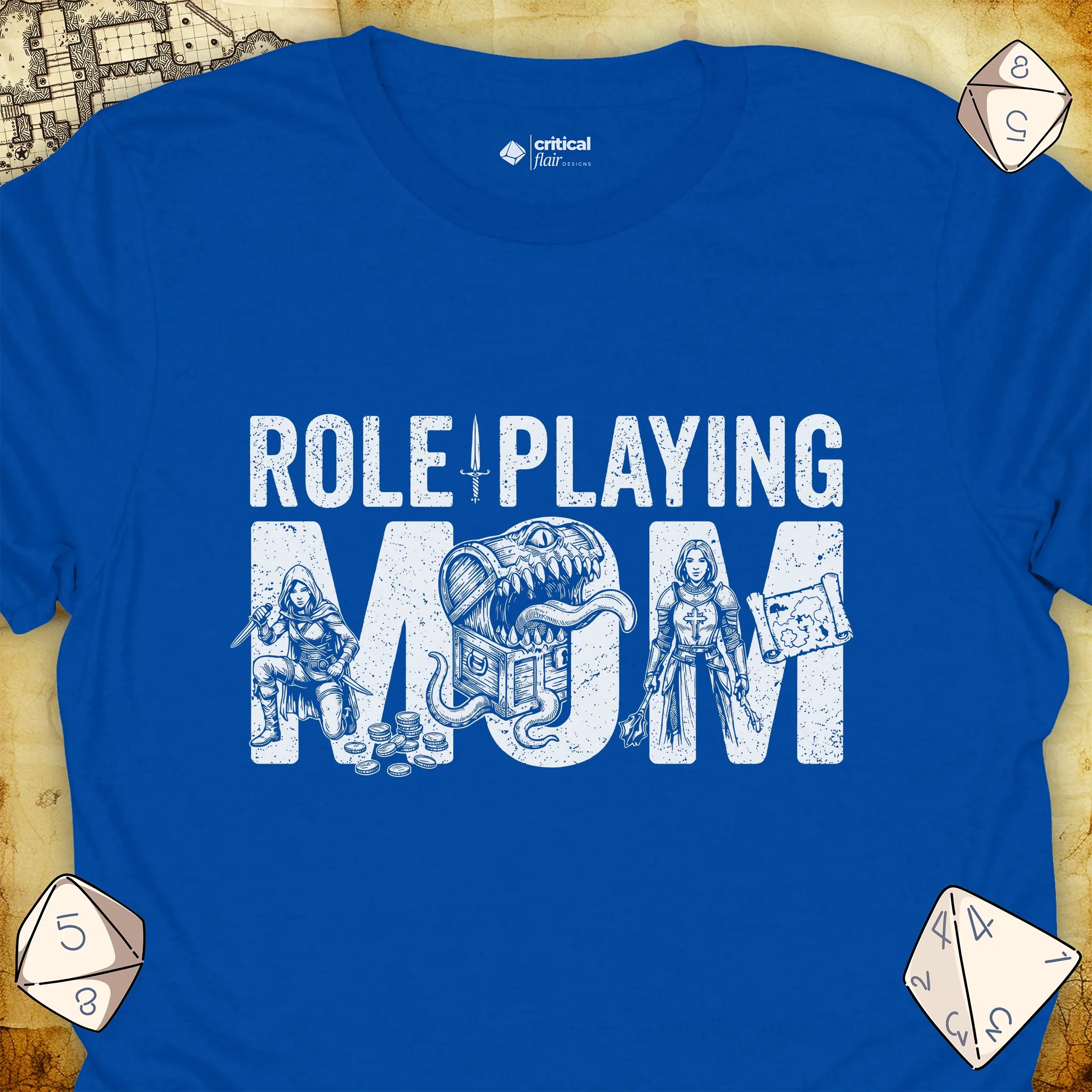 Critical Flair Role-Playing Mom T-Shirt Royal / S - Dungeons and Dragons and tabletop RPG gaming apparel