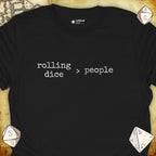 Critical Flair rolling dice > people T-Shirt Black / S - Dungeons and Dragons and tabletop RPG gaming apparel