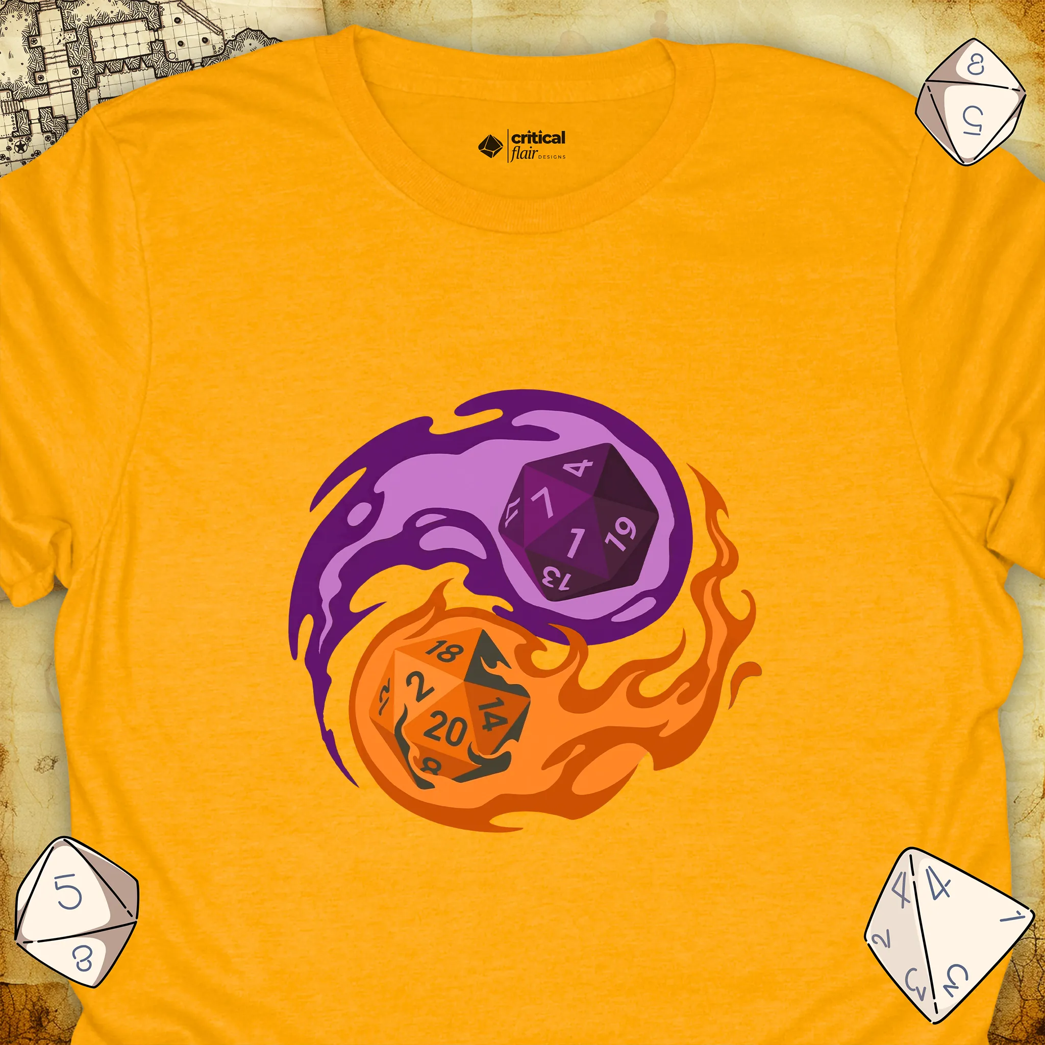 Critical Flair RPG Balance T-Shirt Gold / S - Dungeons and Dragons and tabletop RPG gaming apparel