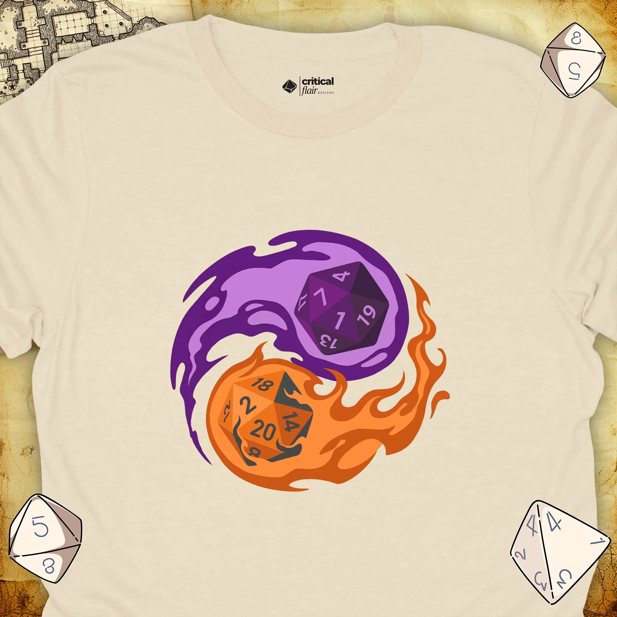Critical Flair RPG Balance T-Shirt Natural / S - Dungeons and Dragons and tabletop RPG gaming apparel