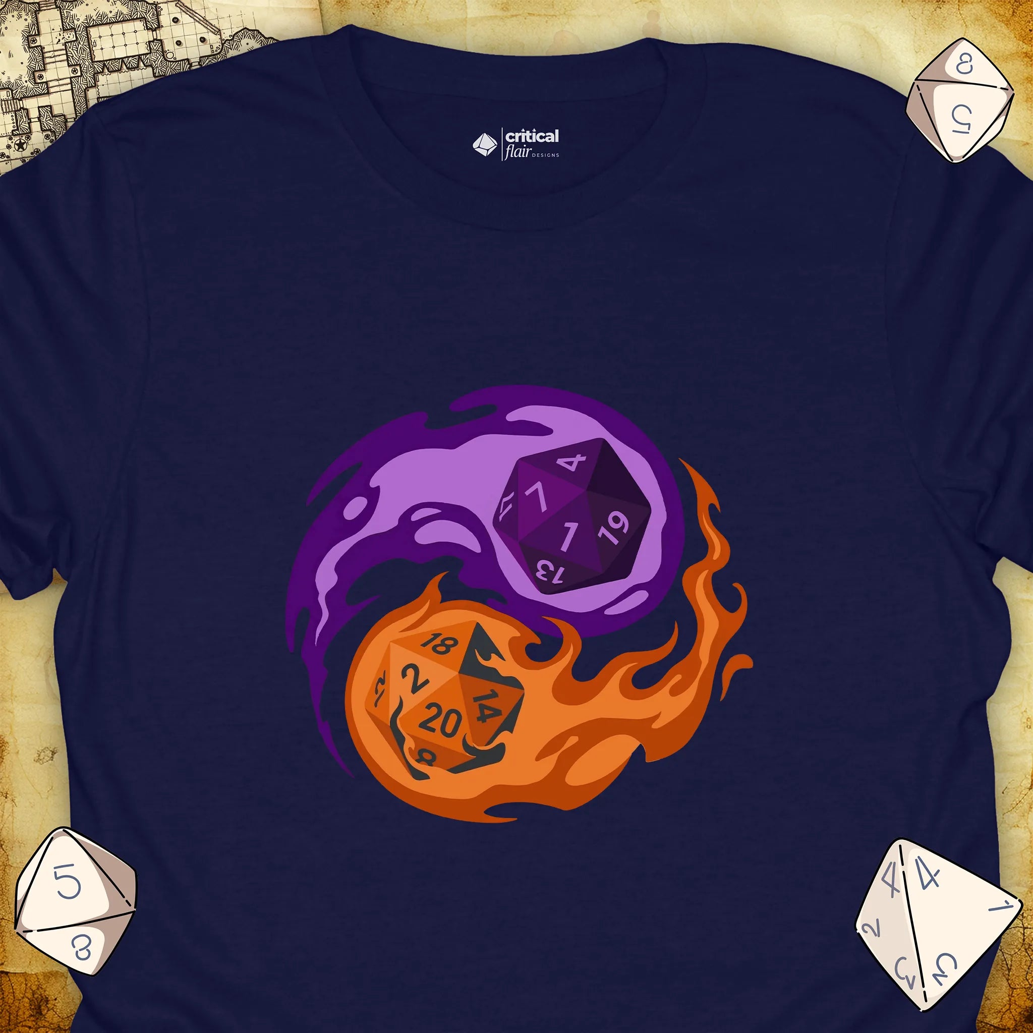 Critical Flair RPG Balance T-Shirt Navy / S - Dungeons and Dragons and tabletop RPG gaming apparel
