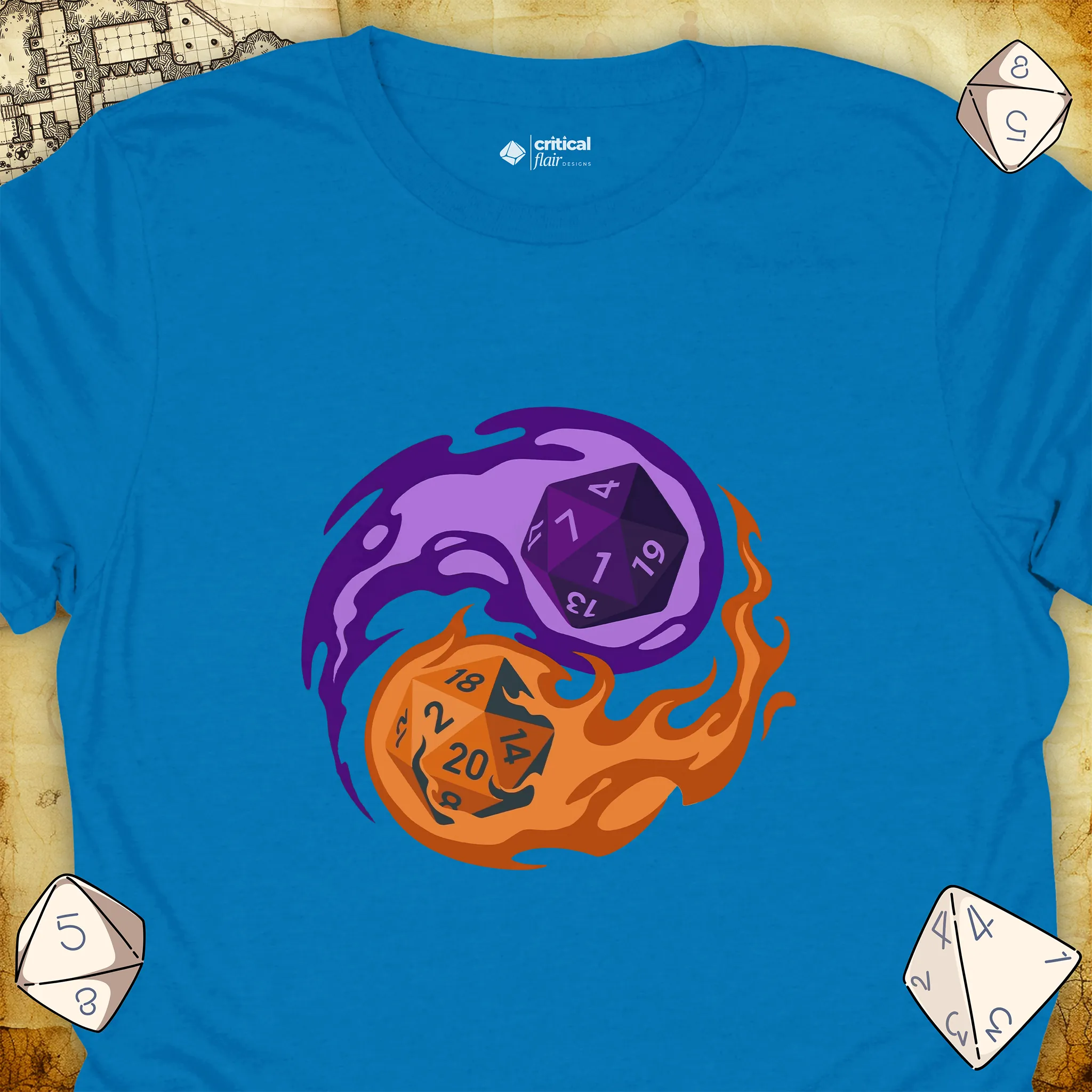 Critical Flair RPG Balance T-Shirt Sapphire / S - Dungeons and Dragons and tabletop RPG gaming apparel