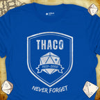 Critical Flair THAC0 Never Forget T-Shirt Royal / S - Dungeons and Dragons and tabletop RPG gaming apparel