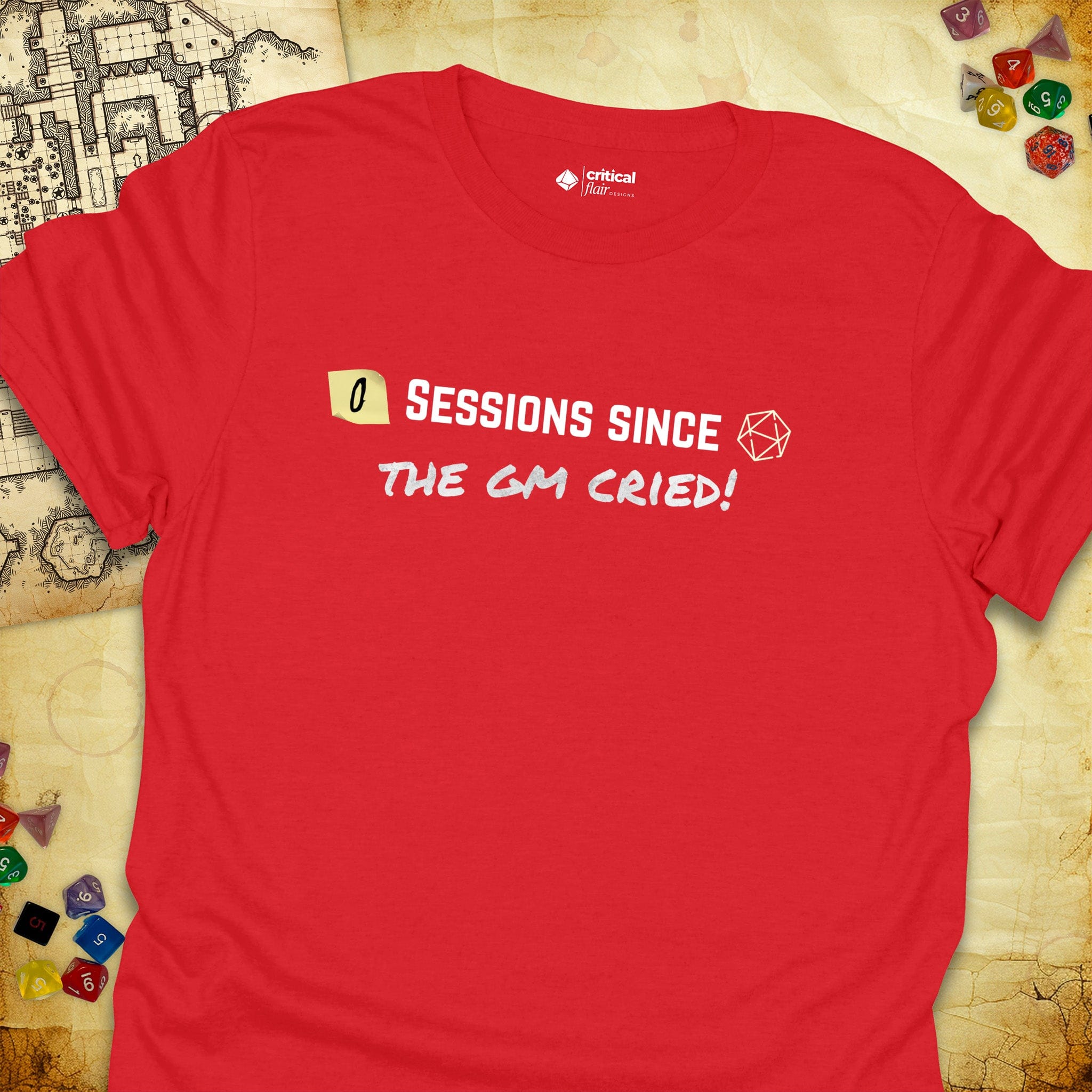 Critical Flair ...The GM Cried! T-Shirt Red / S - Dungeons and Dragons and tabletop RPG gaming apparel