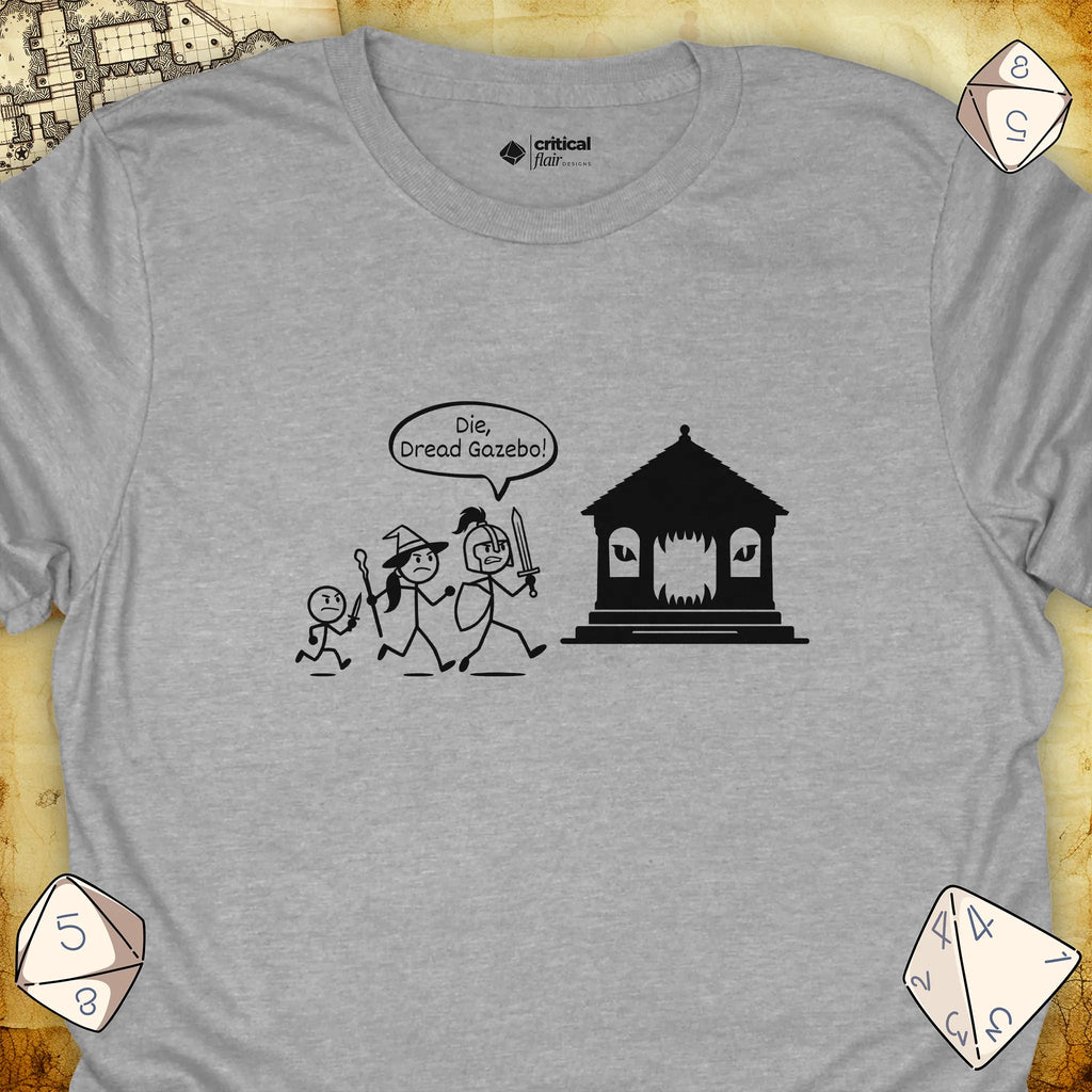 Critical Flair The Party vs The Gazebo T-Shirt Sport Grey / S - Dungeons and Dragons and tabletop RPG gaming apparel
