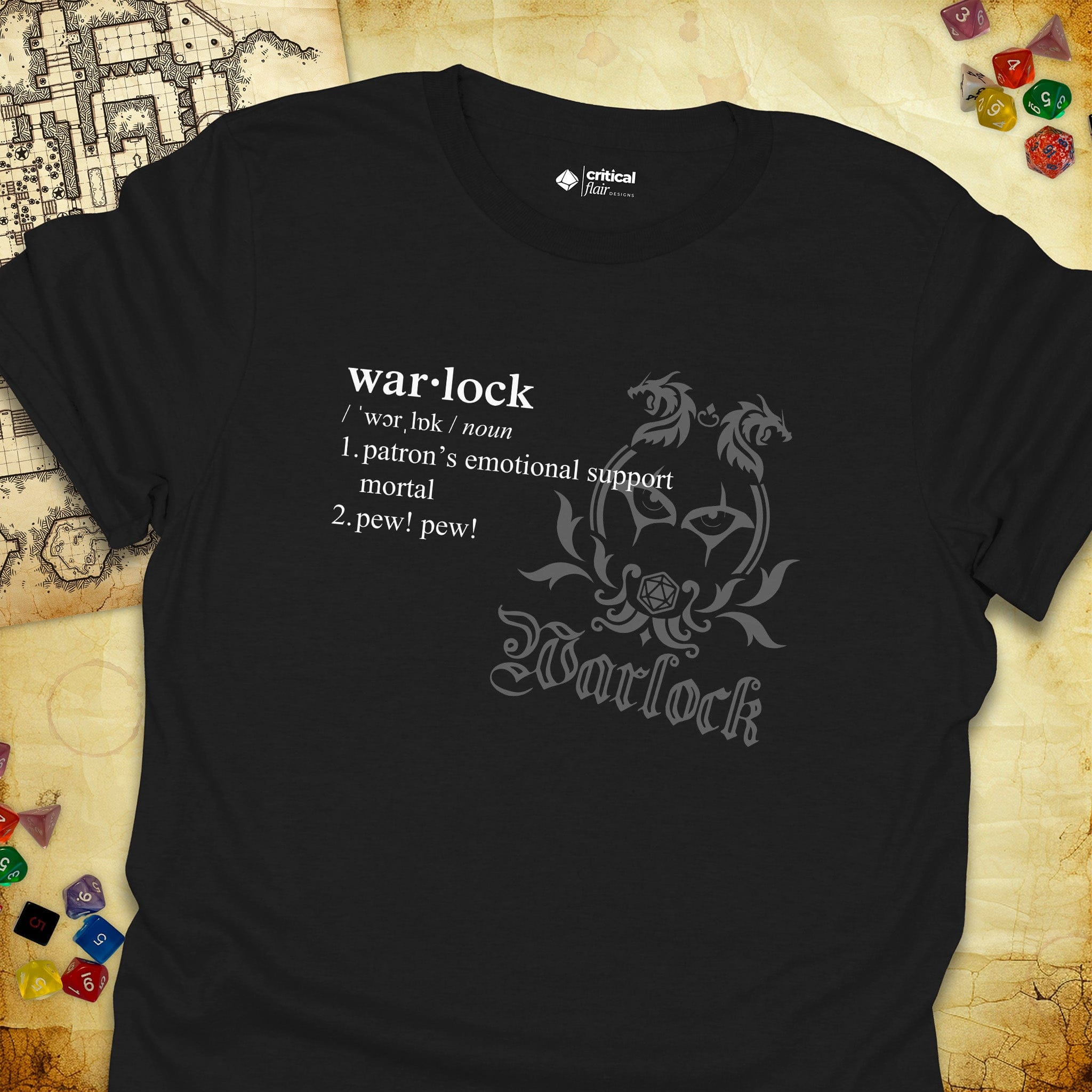 Critical Flair Warlock Definition T-Shirt Black / S - Dungeons and Dragons and tabletop RPG gaming apparel