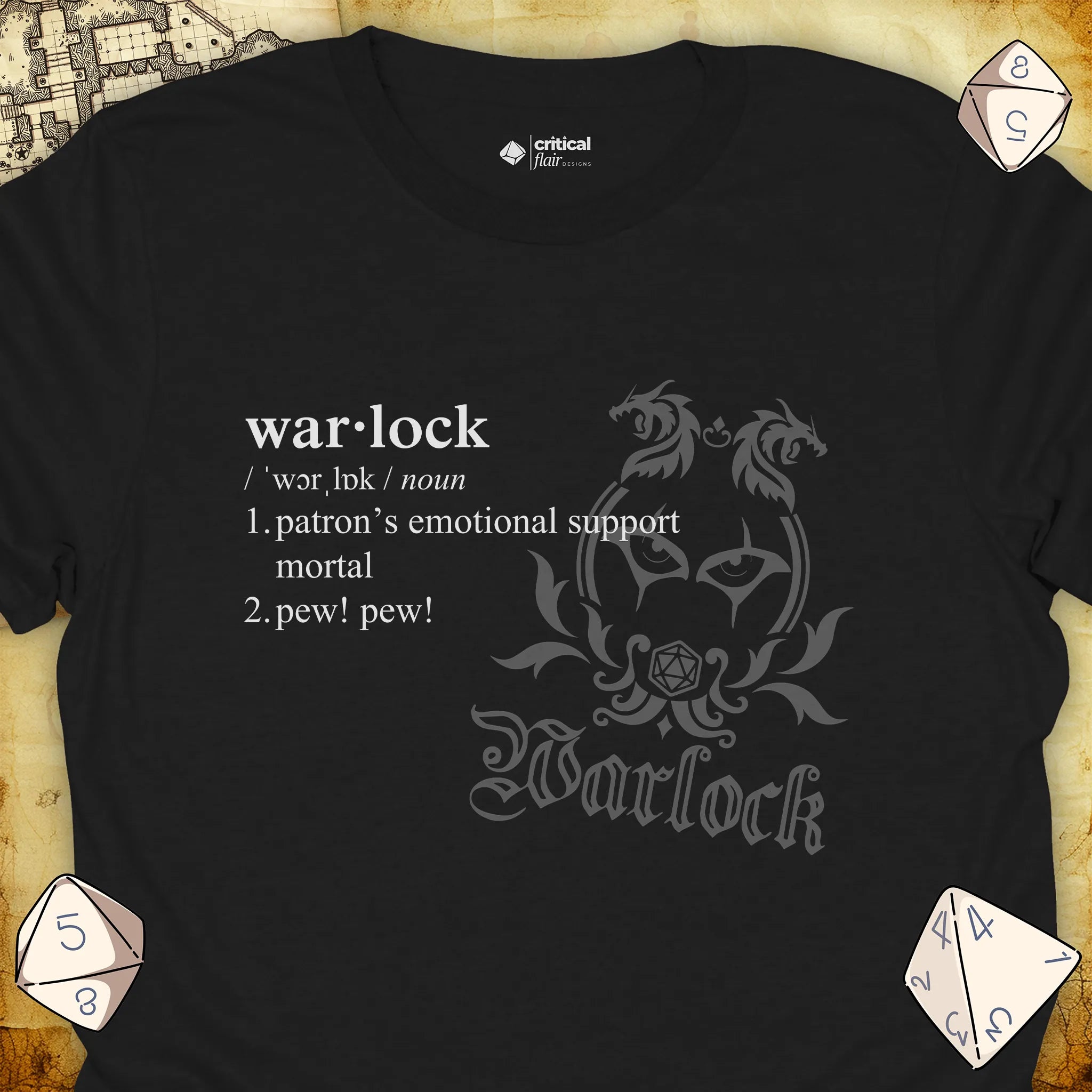 Critical Flair Warlock Definition T-Shirt Black / S - Dungeons and Dragons and tabletop RPG gaming apparel