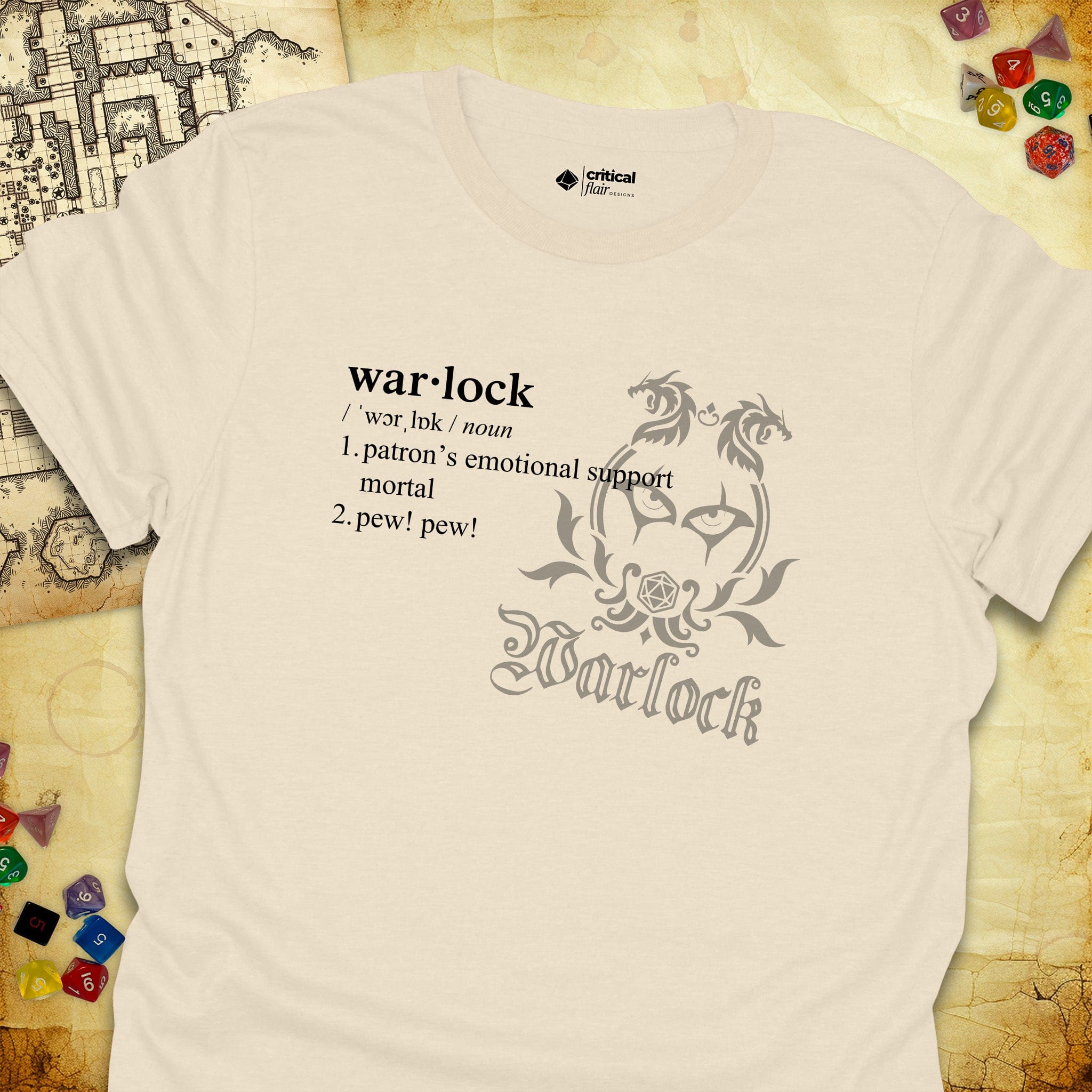Critical Flair Warlock Definition T-Shirt Natural / S - Dungeons and Dragons and tabletop RPG gaming apparel