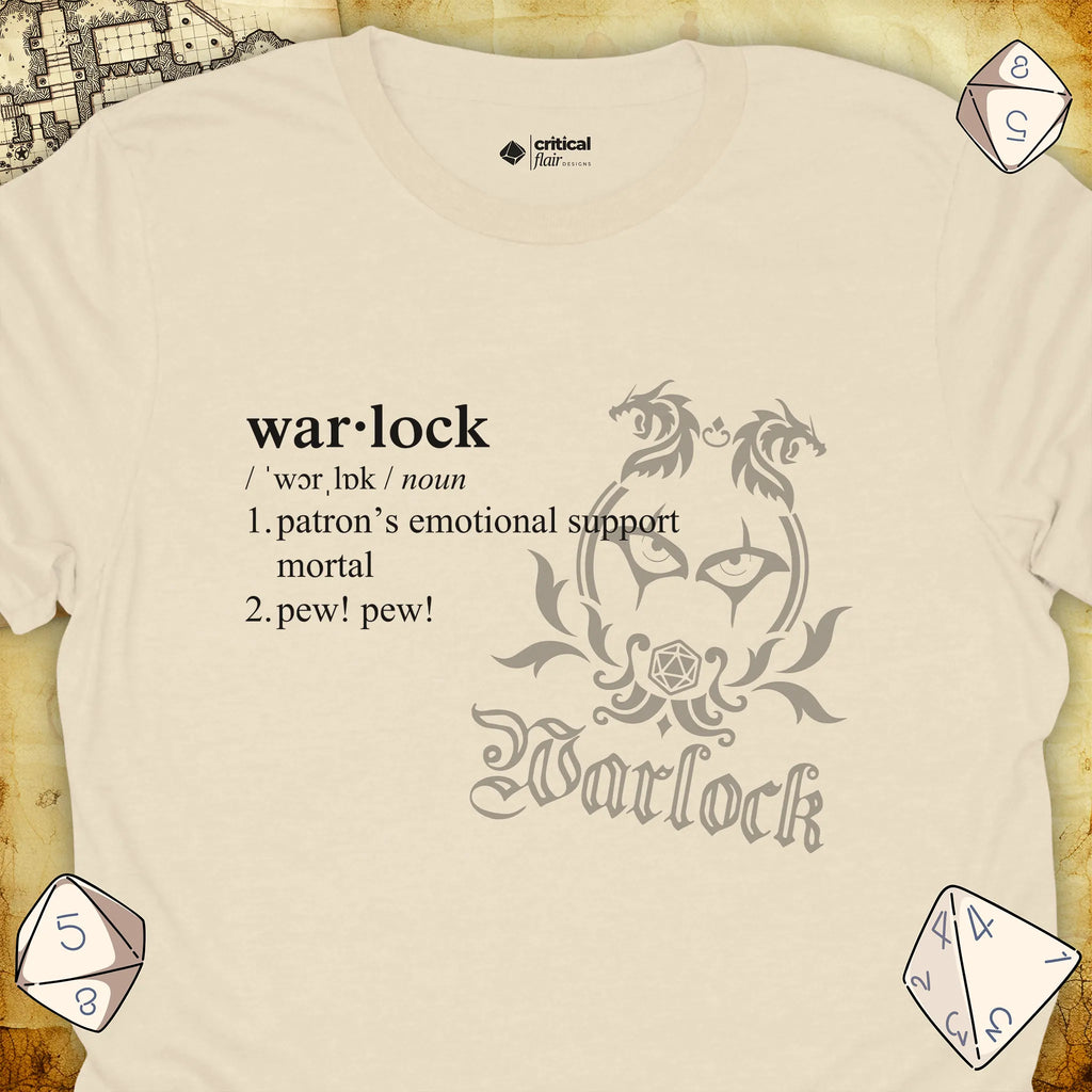 Critical Flair Warlock Definition T-Shirt Natural / S - Dungeons and Dragons and tabletop RPG gaming apparel