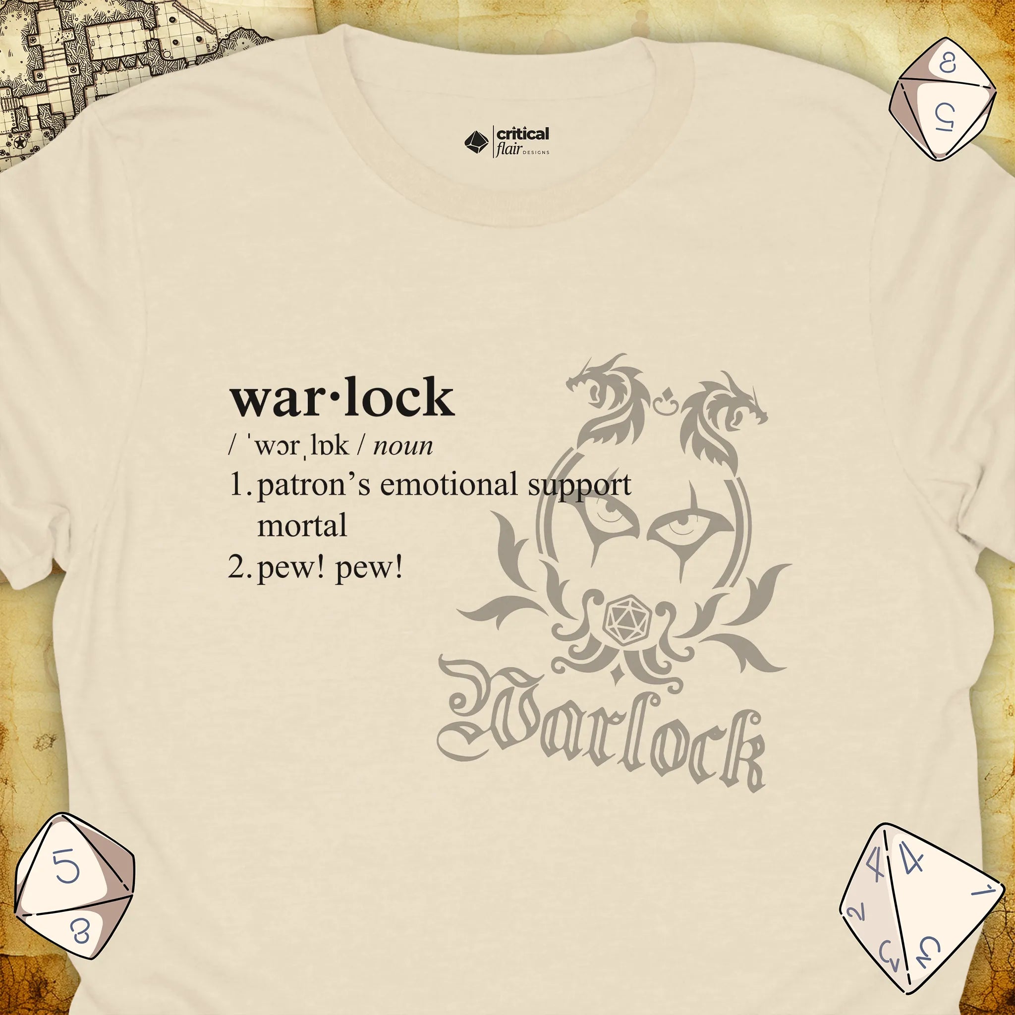 Critical Flair Warlock Definition T-Shirt Natural / S - Dungeons and Dragons and tabletop RPG gaming apparel