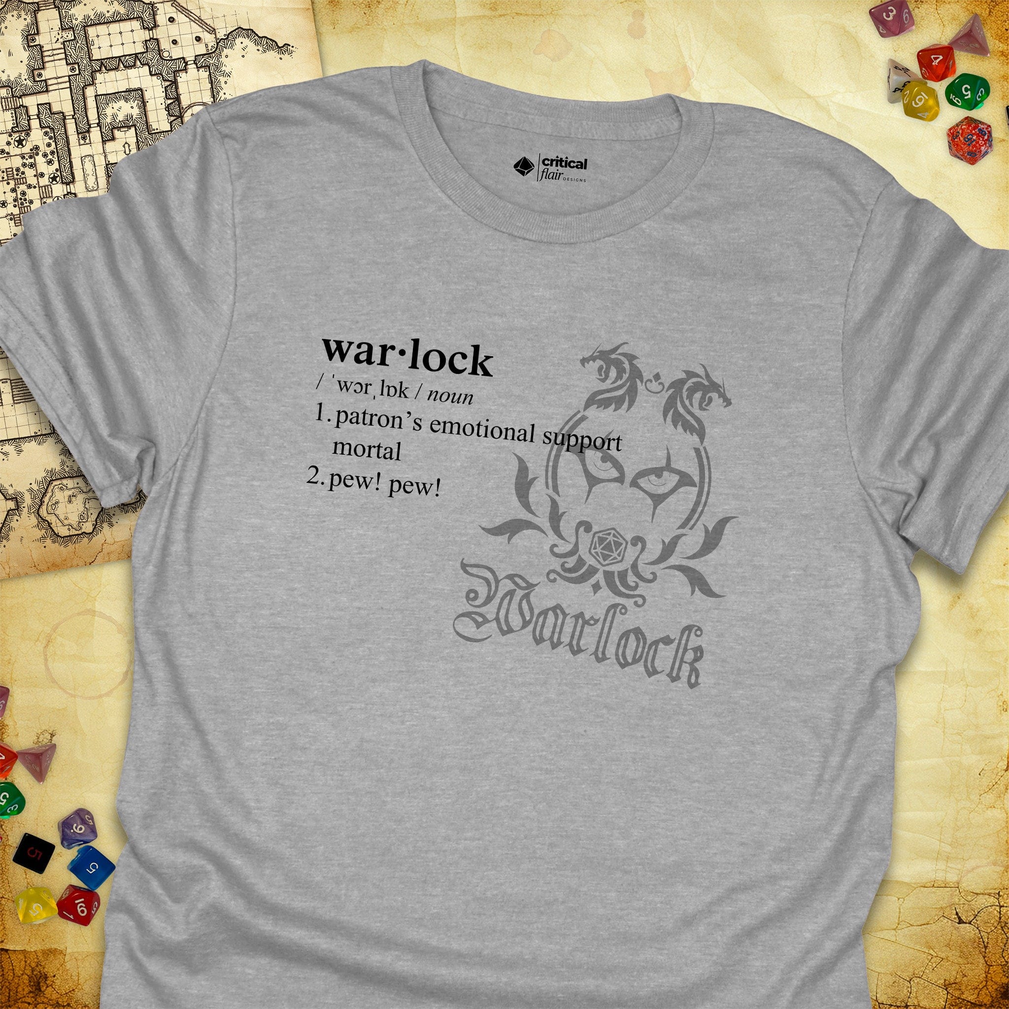 Critical Flair Warlock Definition T-Shirt Sport Grey / S - Dungeons and Dragons and tabletop RPG gaming apparel