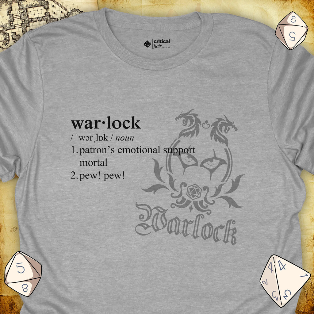 Critical Flair Warlock Definition T-Shirt Sport Grey / S - Dungeons and Dragons and tabletop RPG gaming apparel