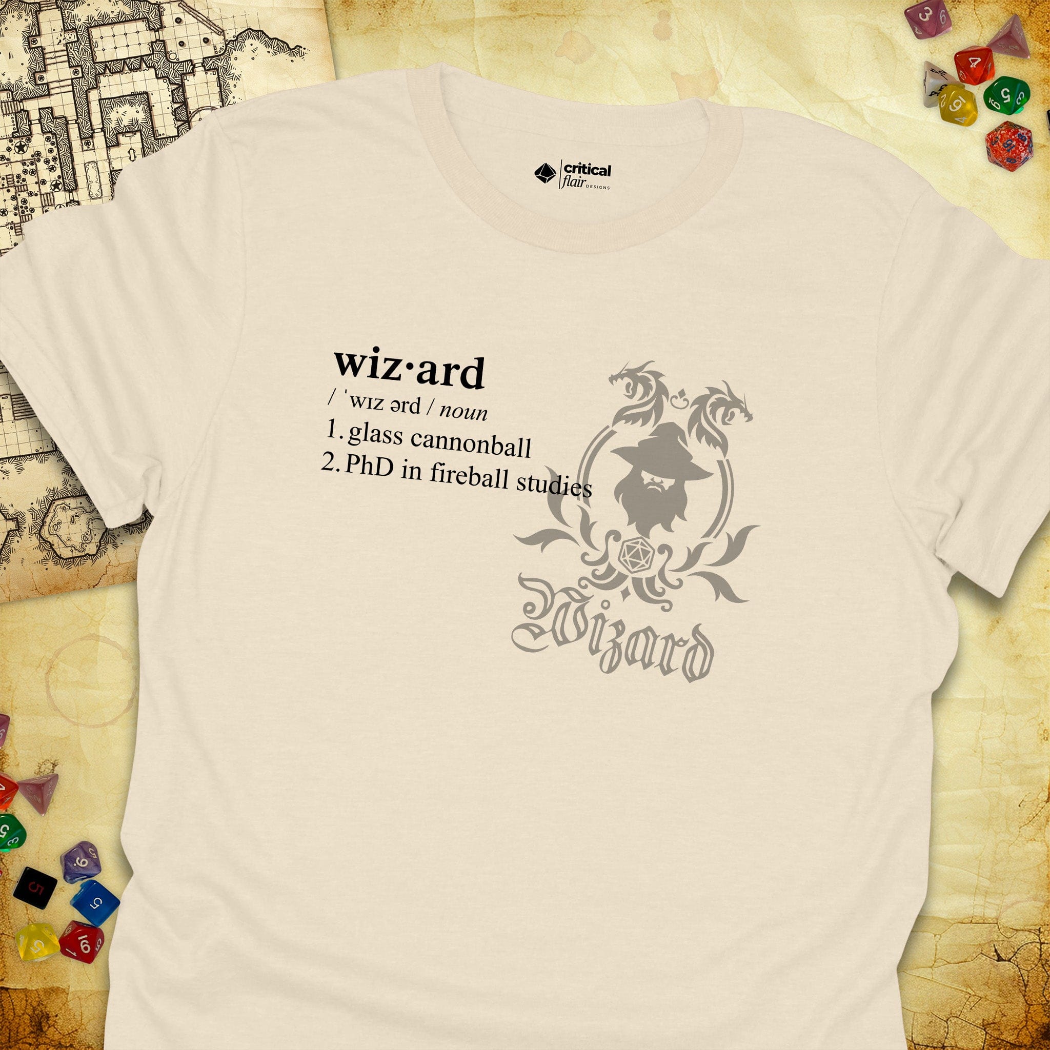 Critical Flair Wizard Definition T-Shirt Natural / S - Dungeons and Dragons and tabletop RPG gaming apparel