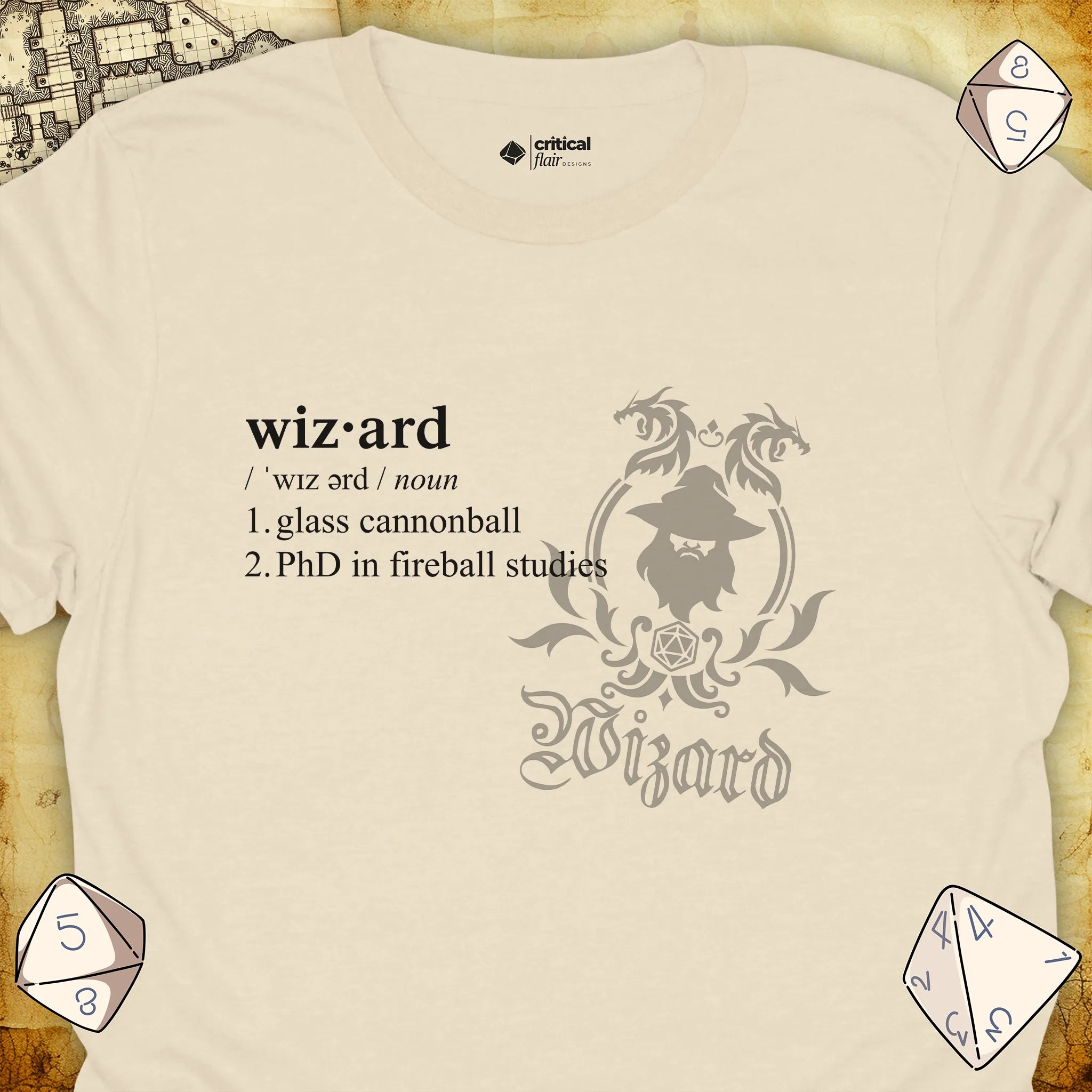 Critical Flair Wizard Definition T-Shirt Natural / S - Dungeons and Dragons and tabletop RPG gaming apparel