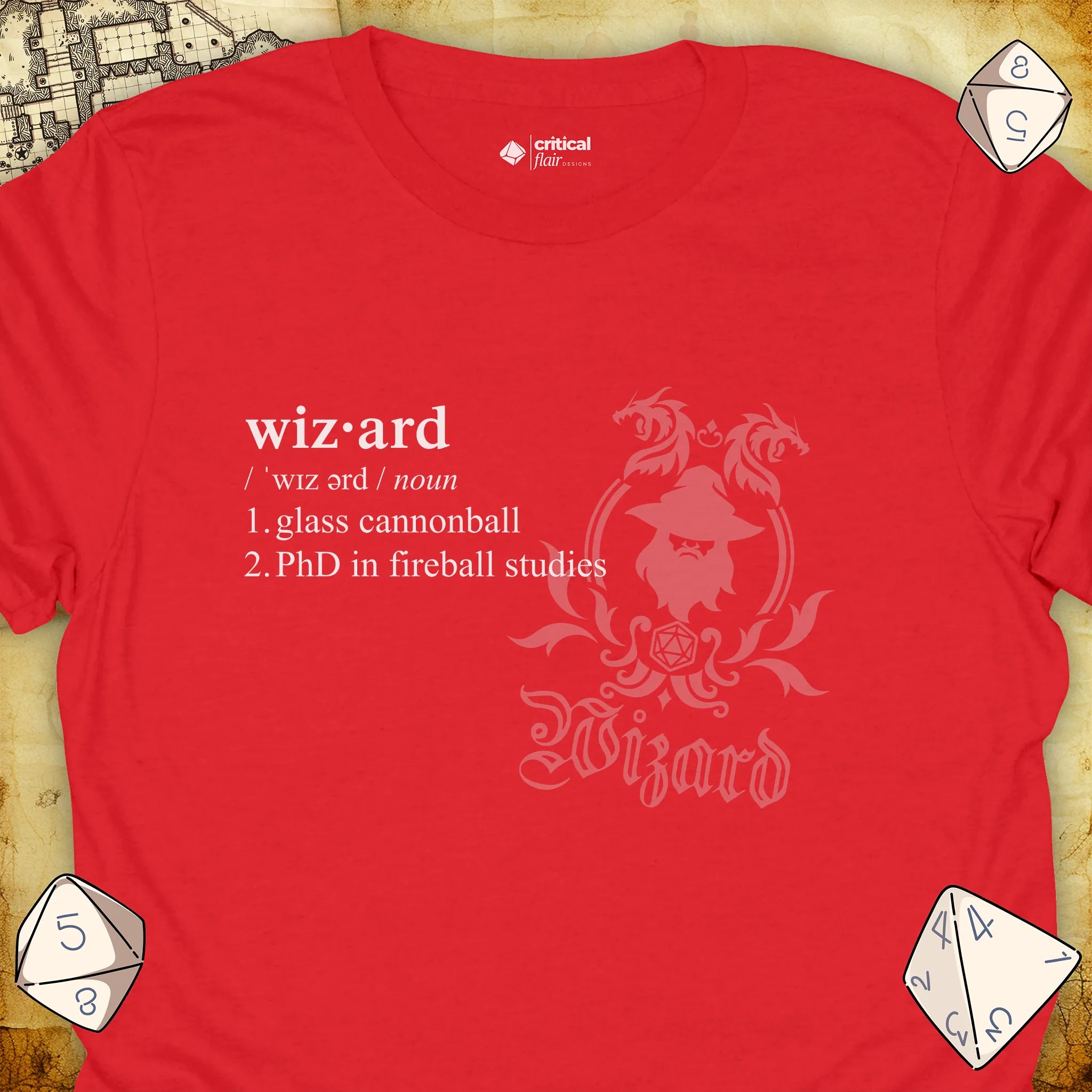 Critical Flair Wizard Definition T-Shirt Red / S - Dungeons and Dragons and tabletop RPG gaming apparel