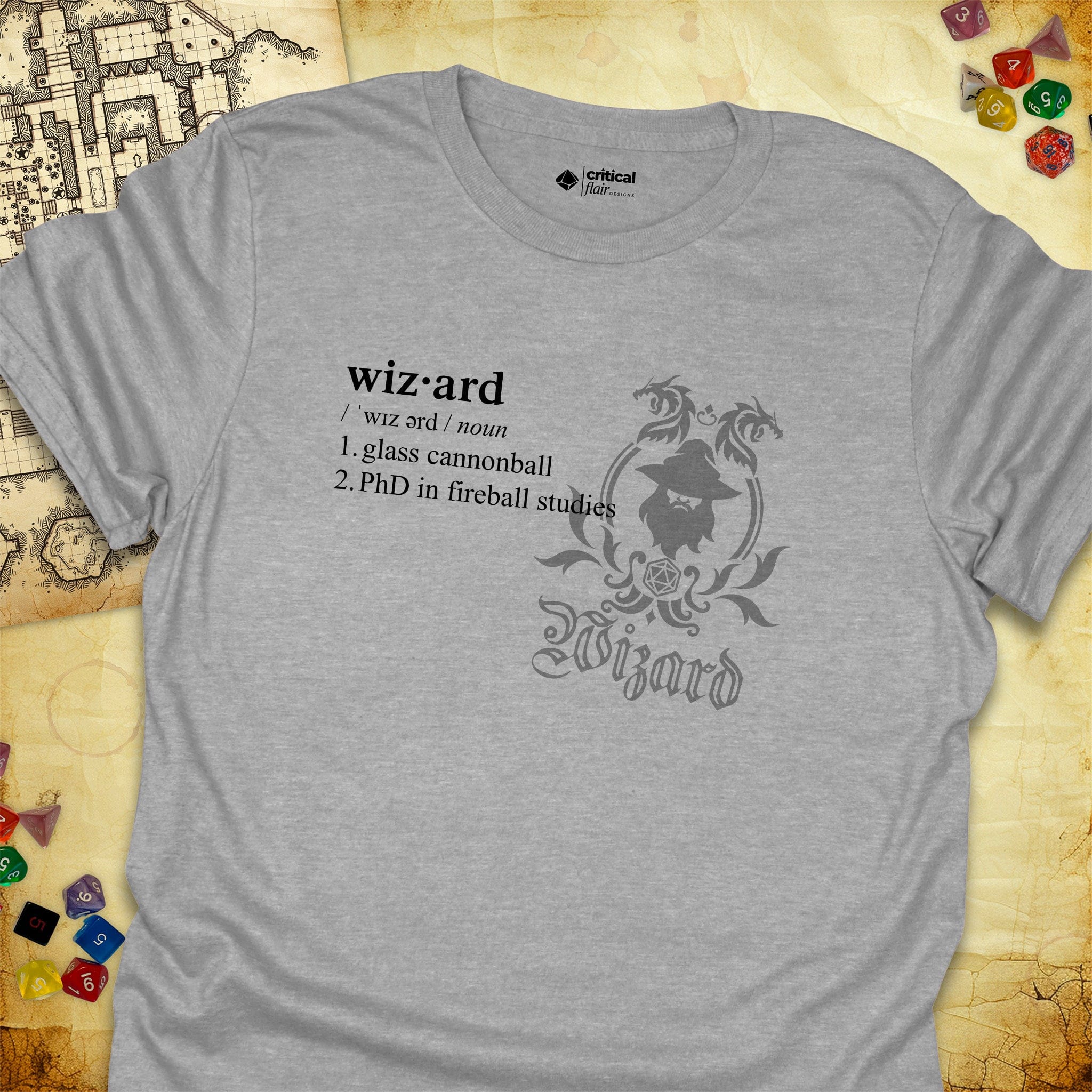 Critical Flair Wizard Definition T-Shirt Sport Grey / S - Dungeons and Dragons and tabletop RPG gaming apparel