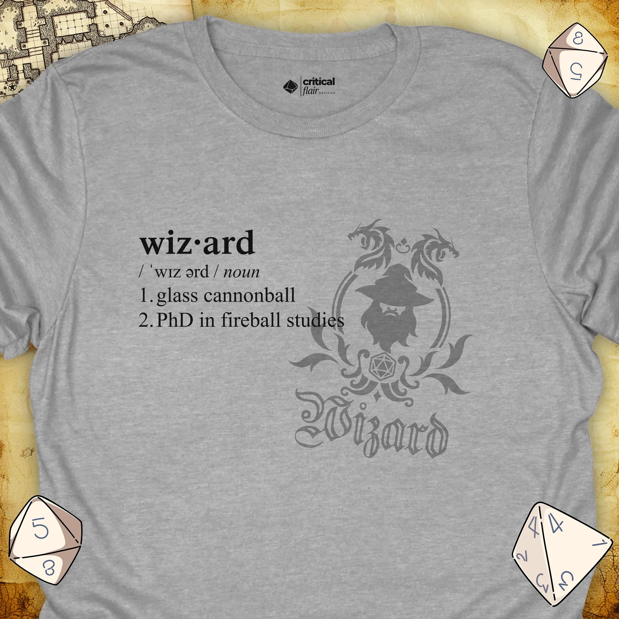 Critical Flair Wizard Definition T-Shirt Sport Grey / S - Dungeons and Dragons and tabletop RPG gaming apparel