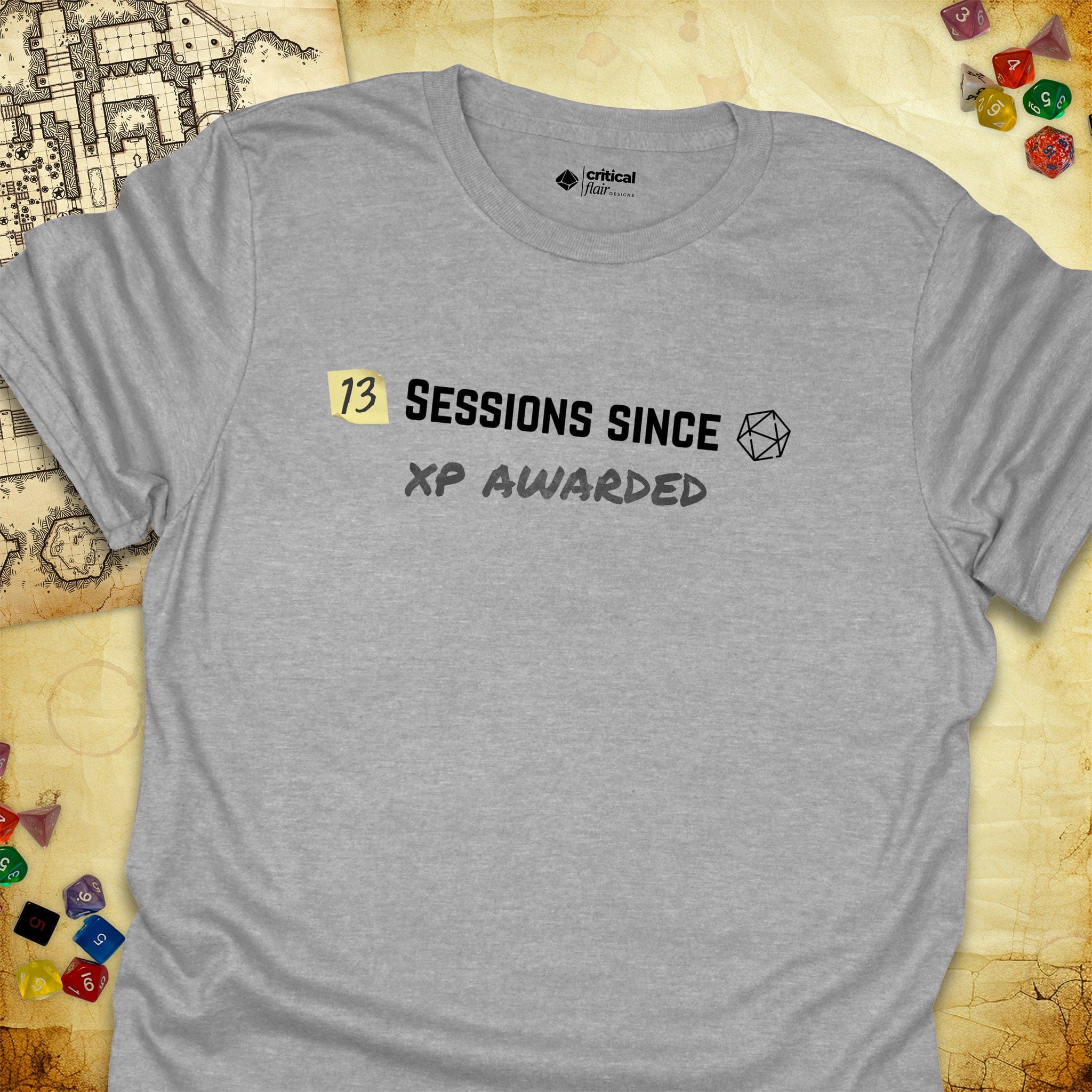 Critical Flair ...XP Awarded T-Shirt Sport Grey / S - Dungeons and Dragons and tabletop RPG gaming apparel