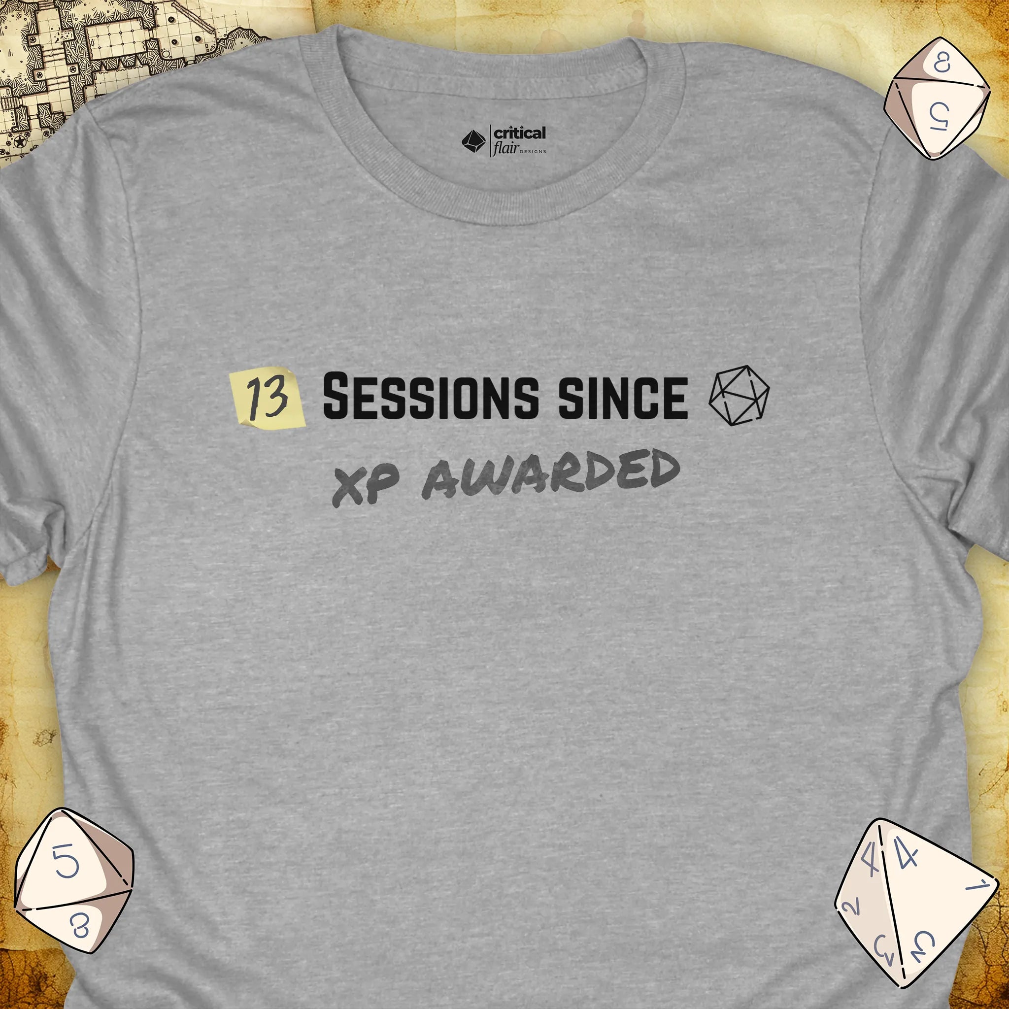 Critical Flair ...XP Awarded T-Shirt Sport Grey / S - Dungeons and Dragons and tabletop RPG gaming apparel